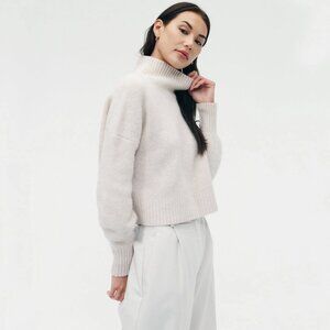 NAADAM Luxe Cashmere Oversized Turtleneck in Oatmeal size XL